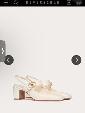 Valentino Garavani Cream 60mm VLogo Slingback Block Heel Pumps